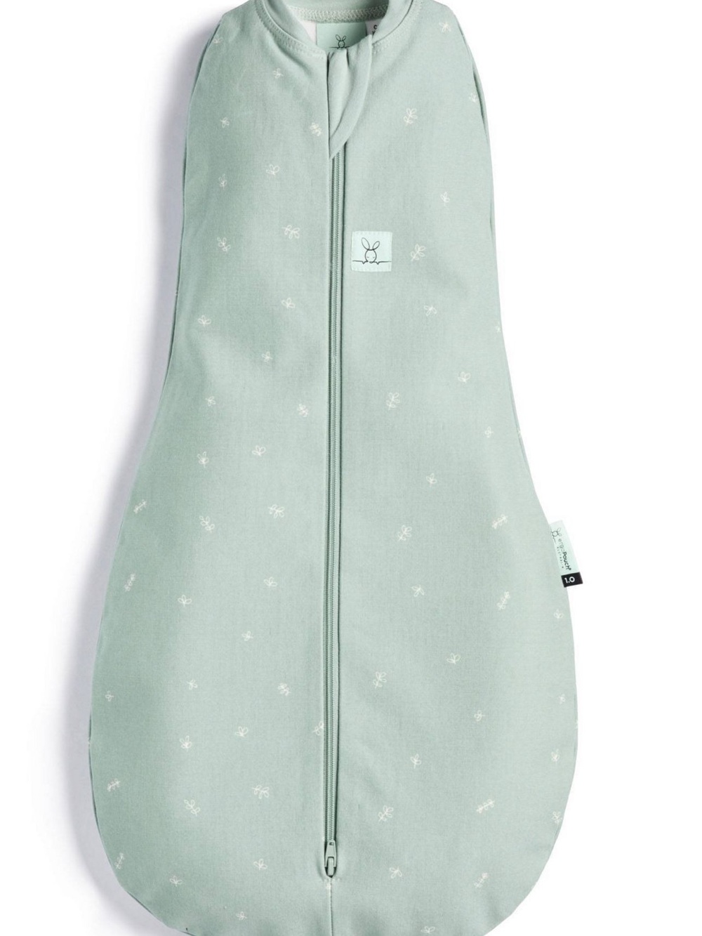 Newborn ErgoPouch Jersey Sleeping Bag in the Sage (or Willow) colorway.